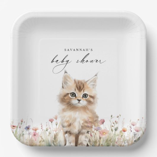 メドウキッテン |かわいいカスタム子ネコちゃんシャワー ペーパープレート (正面)