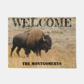 メドウグラスでアメリカンバイソンがグレーズ写真カスタム ドアマット (正面)