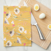 メドウコテージカントリープリントイエロー キッチンタオル (四つ折り)