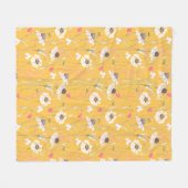 メドウコテージカントリープリントイエロー フリースブランケット (正面(横))