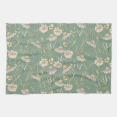 メドウコテージカントリープリントオングリーン キッチンタオル (横)