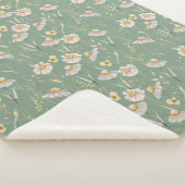 メドウコテージカントリープリントオングリーン シェルパブランケット (3/4)