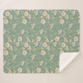 メドウコテージカントリープリントオングリーン シェルパブランケット (正面(横))