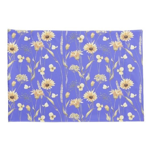 メドウコテージカントリープリントブルーピローケース 枕カバー (裏面-右)