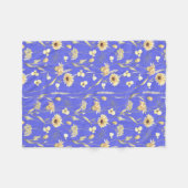 メドウコテージカントリープリントブルー フリースブランケット (正面(横))