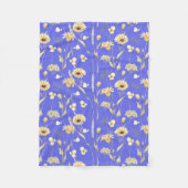 メドウコテージカントリープリントブルー フリースブランケット (正面)