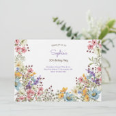 メドウズカラフル花誕生日招待 招待状 (スタンド正面)