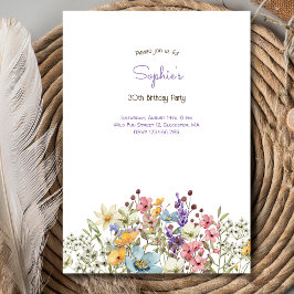 メドウズカラフル花誕生日招待 招待状
