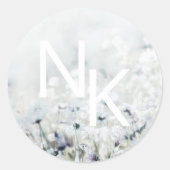 メドウソングフェージングモノグラムのス結婚ステッカー ラウンドシール (正面)