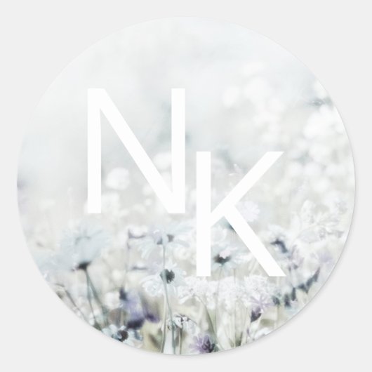 メドウソングフェージングモノグラムのス結婚ステッカー ラウンドシール (正面)