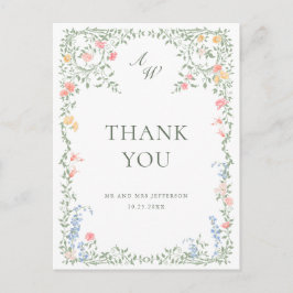 メドウパステルフランスのバラサンキュー ポストカード