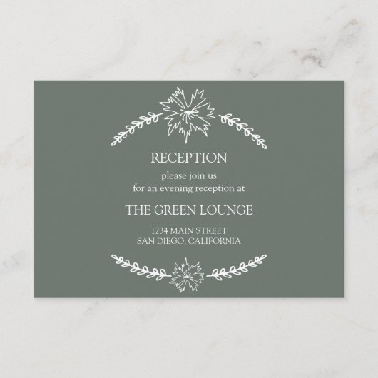 メドウフラワーズシロッコグリーンウェディングレセプション エンクロージャーカード (正面)