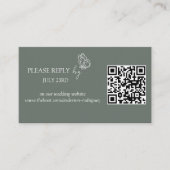 メドウフラワーズシロッコグリーンQR RSVP エンクロージャーカード (正面)