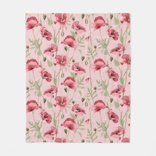 メドウフラワーズプリントカントリーハウス フリースブランケット (正面)