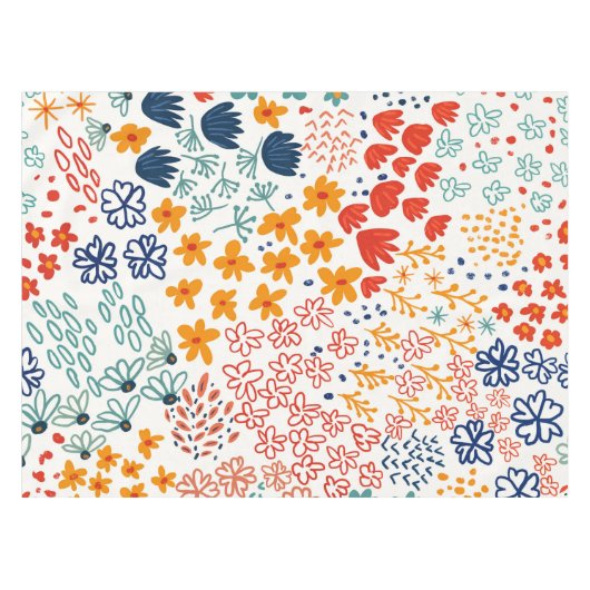 メドウフラワーズミニマルイラストレーション テーブルクロス (正面(横))