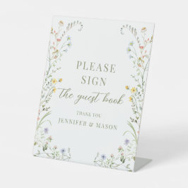 メドウフラワーワイルドフラワーゲスト結婚ブックのサイン 台座サイン