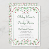 メドウフローラグランミレニアルヴィンテージベビーシャワー 招待状 (正面/裏面)