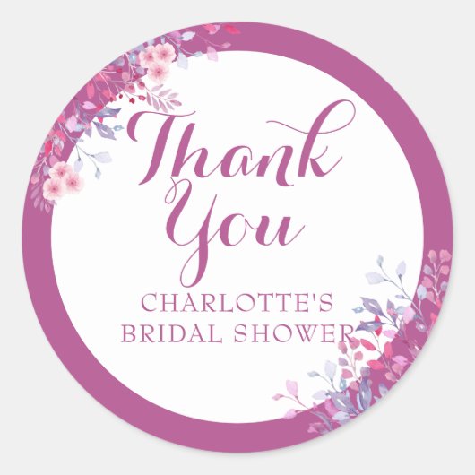 メドウフローラブライダルシャワーお願いサンキュー ラウンドシール (正面)