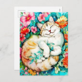 メドウブロッサムキャットブリスウォーターカラー シーズンポストカード (正面/裏面)