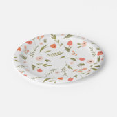 メドウヤマドフラワーピンクピーチオリーブ ペーパープレート (アングル)