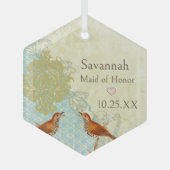 メドウラークスヴィンテージバードメイド・オブ・オーナー(花嫁付き添い人)オーナメント ガラスオーナメント (正面)