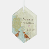 メドウラークスヴィンテージバードメイド・オブ・オーナー(花嫁付き添い人)オーナメント ガラスオーナメント (正面左)