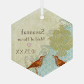 メドウラークスヴィンテージバードメイド・オブ・オーナー(花嫁付き添い人)オーナメント ガラスオーナメント (裏面)