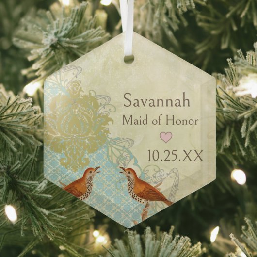 メドウラークスヴィンテージバードメイド・オブ・オーナー(花嫁付き添い人)オーナメント ガラスオーナメント (インサイチュ)