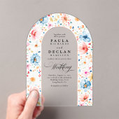 メドウワイルドフラワーエレガントズボホアー結婚チーズ アクリル招待状 (インサイチュ (ポータブル))