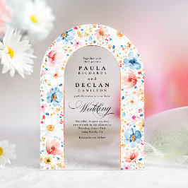 メドウワイルドフラワーエレガントズボホアー結婚チーズ アクリル招待状