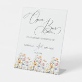 メドウワイルドフラワーオープンバー結婚ズテーブルトップ 台座サイン (正面)