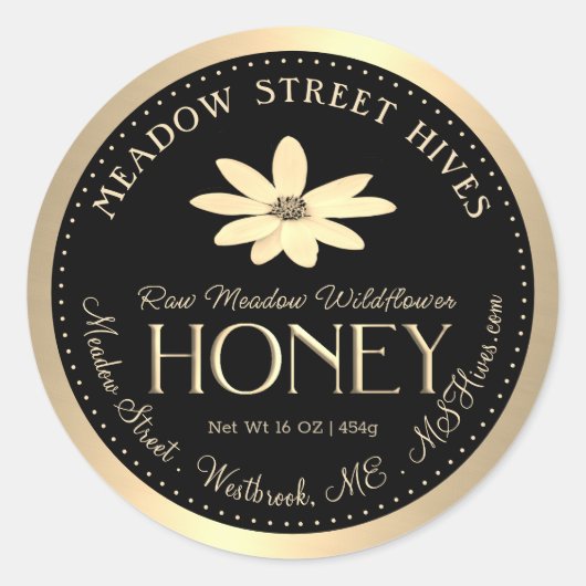 メドウワイルドフラワーハニー先住民ヒマワートンブラック ラウンドシール (正面)