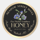 メドウワイルドフラワーハニー春エフェメラルズオンブラック ラウンドシール (正面)