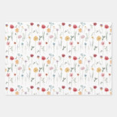 メドウワイルドフラワーパターンコテージコアボホヴィベ ラッピングペーパーシート (正面)