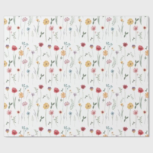 メドウワイルドフラワーパターンコテージコアボホヴィベ ラッピングペーパー (フラット)