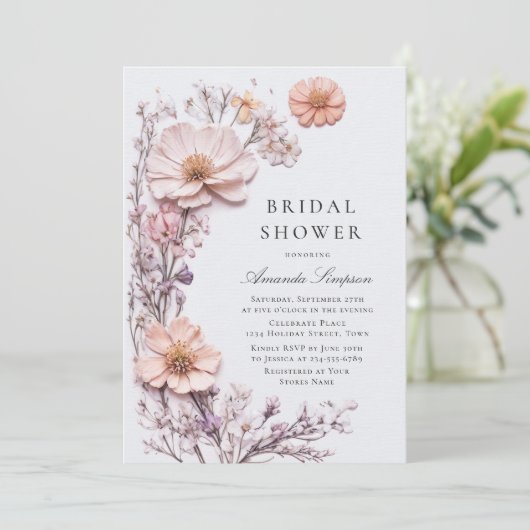 メドウワイルドフラワーボヘミアンブライダルシャワー 招待状 (スタンド正面)