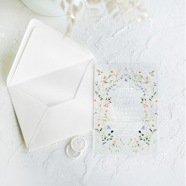 メドウワイルドフラワー素朴ボホ結婚ズ アクリル招待状