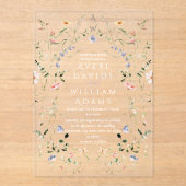 メドウワイルドフラワー素朴ボホ結婚ズ アクリル招待状 (正面)