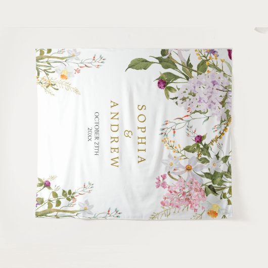 メドウワイルドフラワー結婚のタペストリー タペストリー (正面(横))