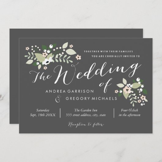 メドウ開花結婚式招待状 招待状 (正面/裏面)