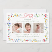 メドエレガントウ開花ピンクボウ3フォト誕生 案内状 (正面)