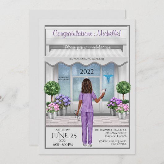 メドスクールグラードナースグラッドメス招待状 招待状 (正面/裏面)