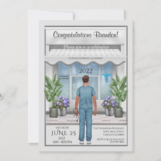 メドスクールグラード男性卒業招待状 招待状 (正面)