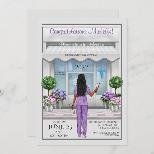 メドスクール卒業式ヒスパニックアフリカ招待状 招待状 (正面/裏面)