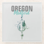 メドフォードオレゴン幾何学樹木 ガラスコースター (正面)