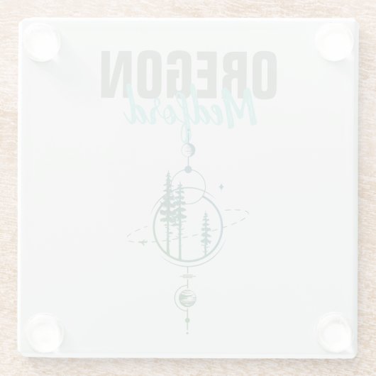 メドフォードオレゴン幾何学樹木 ガラスコースター (裏面)