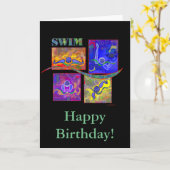 メドレーの水泳のバースデー・カード カード (黄色い花)