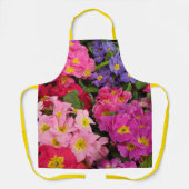 メドレーカラフルピンクブルーパープルプリムラ花 エプロン (正面)