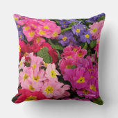 メドレーカラフルピンクブルーパープルプリムラ花 クッション (正面)