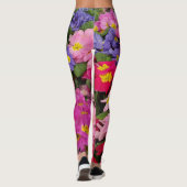 メドレーカラフルピンクブルーパープルプリムラ花 レギンス (裏面)